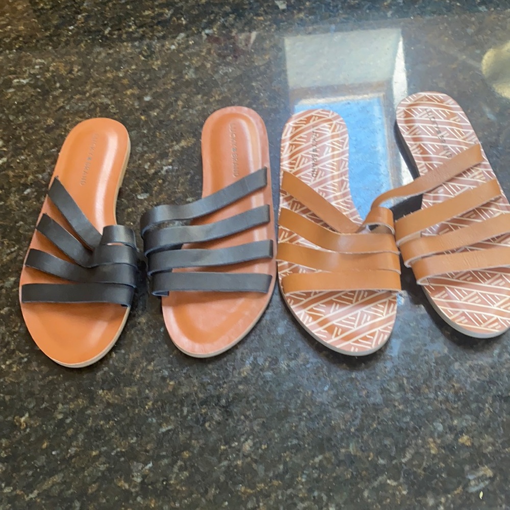 Lucky Brand pair of leather strappy sandals NWOB